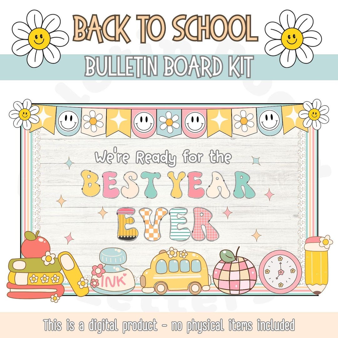 Back to School Bulletin Board Kit | Groovy Retro Classroom Decor ...