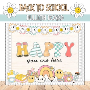 Kit de tablón de anuncios para la vuelta al cole / ¡Feliz cumpleaños! / Decoración moderna para el aula / Letrero de bienvenida / Temas de agosto y septiembre / Decoración del aula