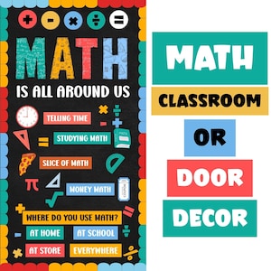 Math Bulletin Board | Back to School Math Door Display | Colorful Classroom Math Decor | Printable Math Posters | Elementary Math Kit