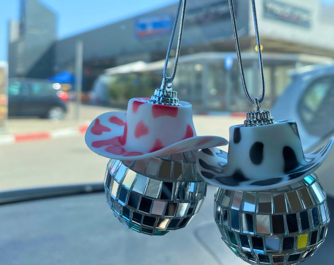 Disco Ball Cowboy Ornament Cowboy Hat Car Charm Pink Cowboy Etsy