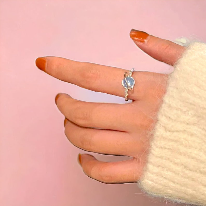 Shining Blue Crystal Ring Y2K Emo Ring Trendy Etsy