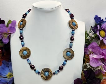 Orbital: Picture Jasper, Pearls, Larimar Quartz