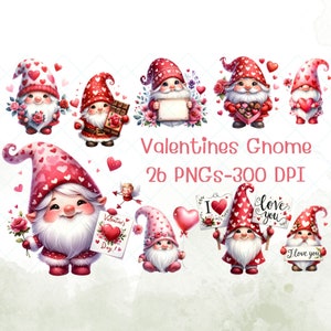 Clipart Valentines Gnome, clipart Valentines, gráficos png Valentines, sublimação Gnome, fundo transparente, uso comercial