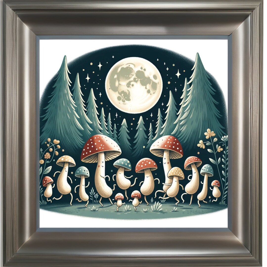 Digital Download Vintage Dancing Mushrooms, Printable Wall Art, Trippy ...