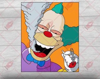 Drugged Krusty Vector Art: Cricut & Silhouette Cut Files (Digital File Set)