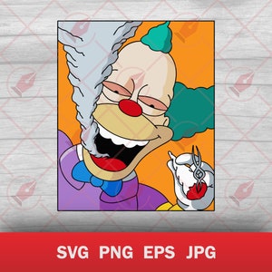 May include: A cartoon illustration of a clown with green hair, a purple shirt, and a red nose. The clown is smiling and holding a cigarette in one hand, with smoke coming out of the cigarette. The background is orange.