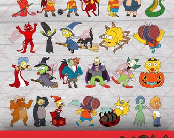 Simpsons Halloween Designs: 50 SVG, PNG, EPS Files (Digital Download)