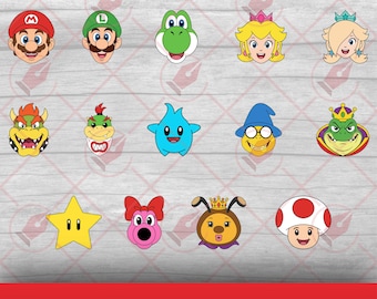 Mario Bros Faces Bundle | Character Heads SVG PNG EPS