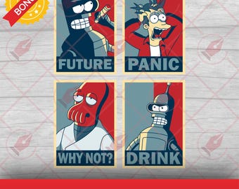 Pósters de Futurama en formato SVG: Gráficos vectoriales para Cricut y Silhouette (Conjunto de archivos digitales)