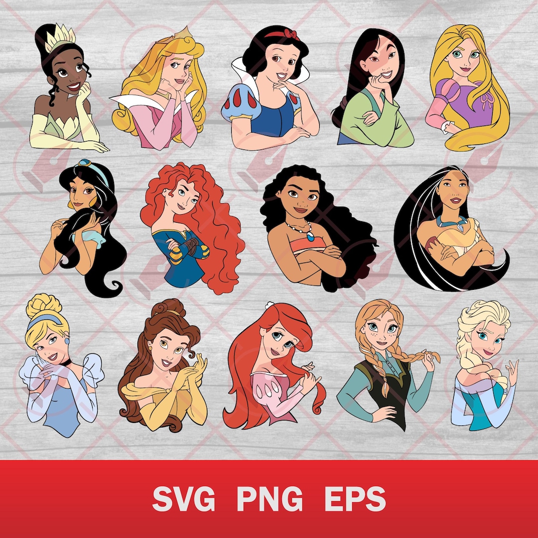 Princess Characters Bundle | Cartoon Princesses SVG PNG EPS - Etsy