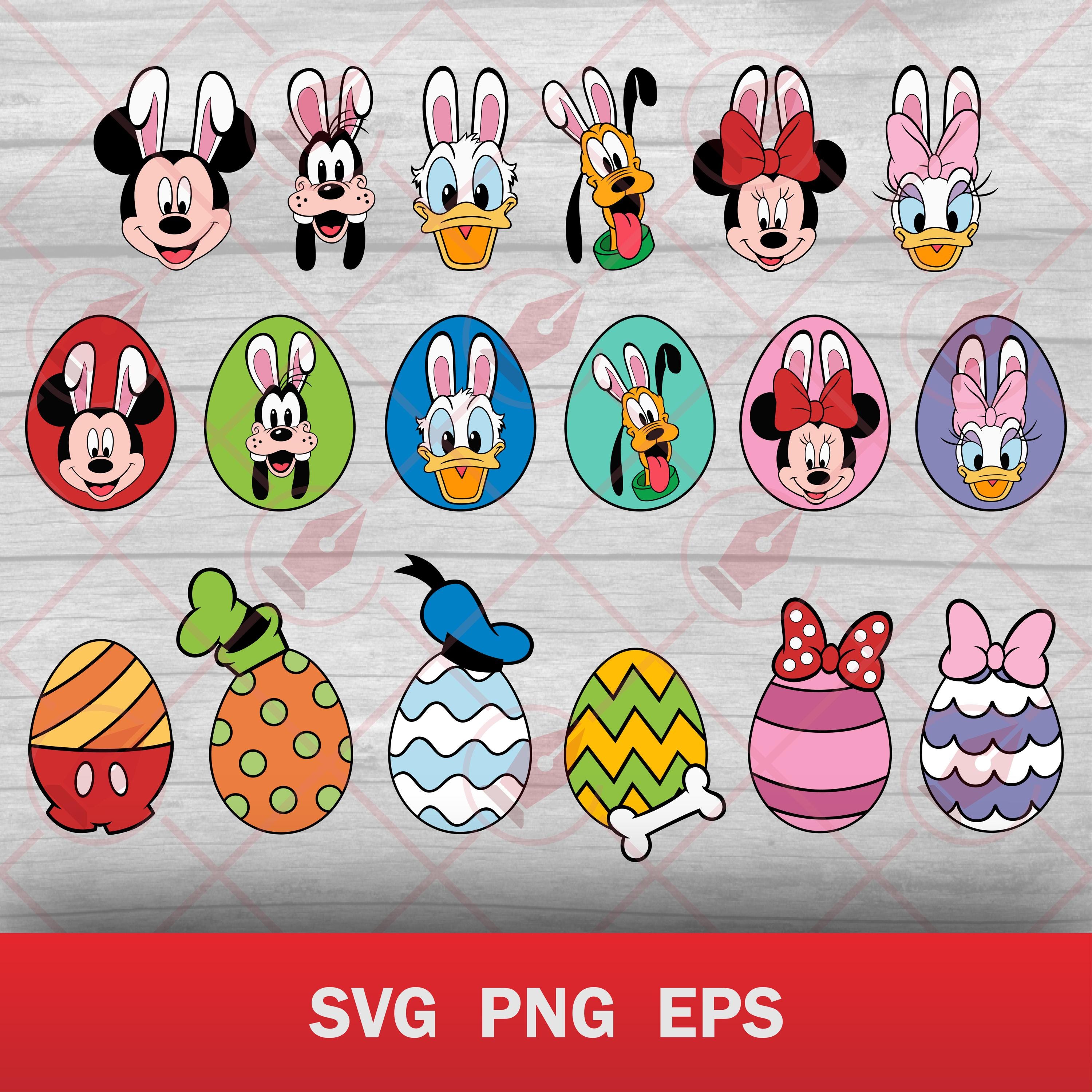 Disney Easter Characters Bundle | Bunny Faces & Easter Eggs SVG PNG EPS ...