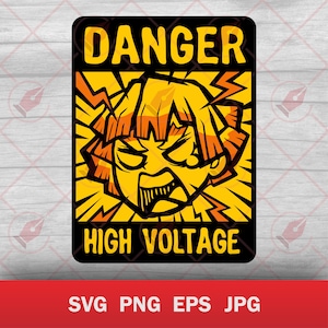 Anime Manga High Voltage Zenitsu SVG PNG: Sinal de Perigo (Download Digital)