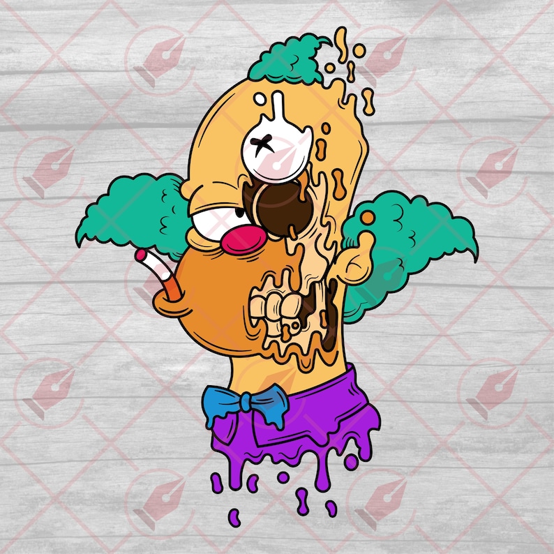 Creepy Krusty the Clown Vector Art (svg eps png jpg Digital Files) image 2