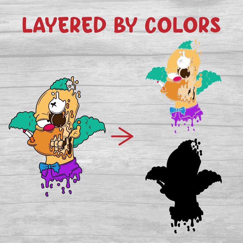 Creepy Krusty the Clown Vector Art (svg eps png jpg Digital Files) image 5