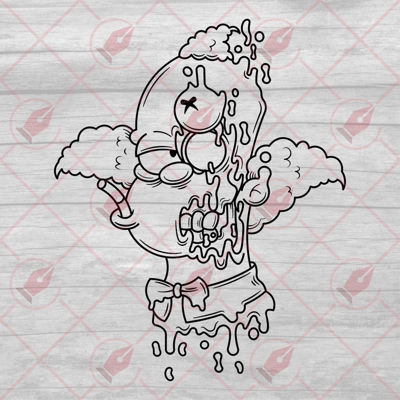 Creepy Krusty the Clown Vector Art (svg eps png jpg Digital Files) image 3