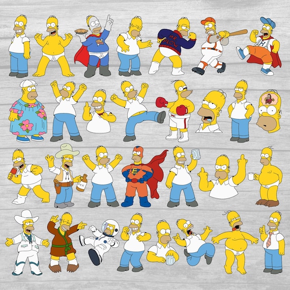 HOMER SIMPSON Svg Bundle | Digital File Set | Svg, Eps, Png