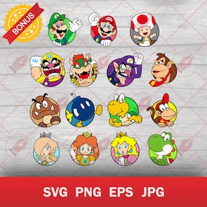 Pakiet Super Mario | Zestaw plików cyfrowych | svg, eps, png | dla Cricut, Silhouette i innych