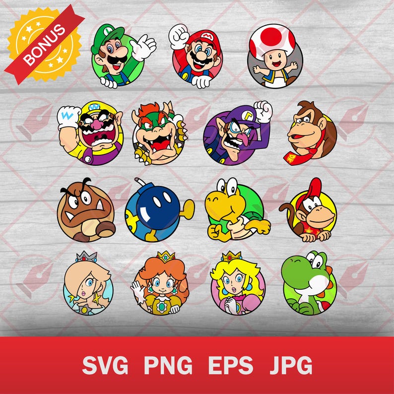 Super Mario Pack | Digital File Set | Svg, Eps, Png | for Cricut ...