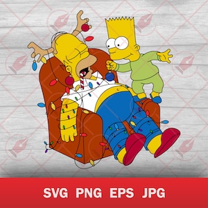 Bart and Homer at Christmas | Digital File Set | svg, png, eps, jpg | for Cricut, Silhouette and more