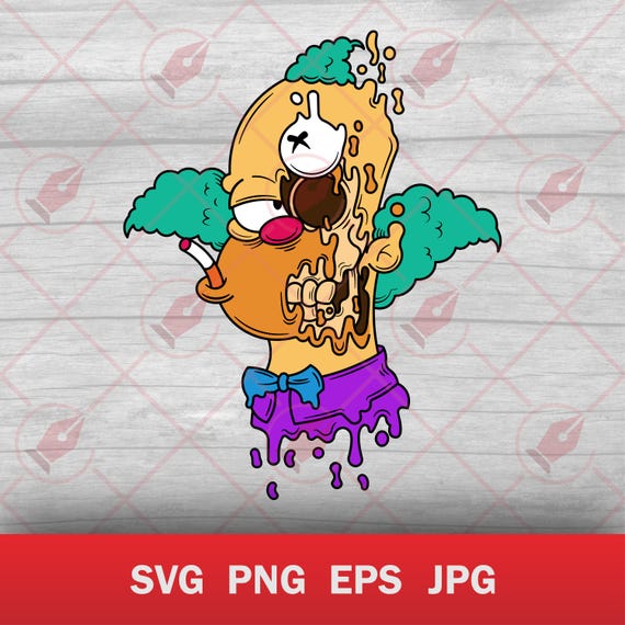 Creepy Krusty the Clown Vector Art (svg eps png jpg Digital Files)