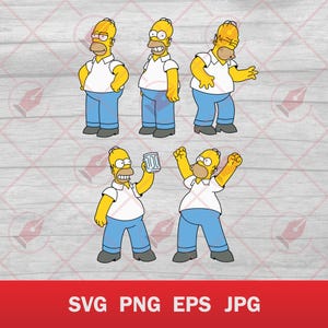 HOMER SIMPSON pack | Digital File Set | svg, eps, png, jpg | for Cricut, Silhouette and more | Vector Art Graphics for Fans and Crafters