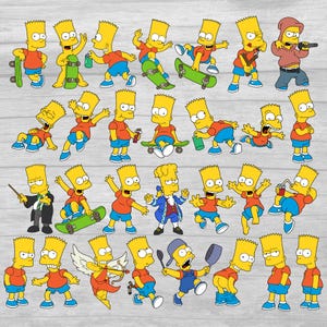 May include: A collection of 30 yellow cartoon character stickers featuring a variety of poses and expressions. The stickers are on a woodgrain background.