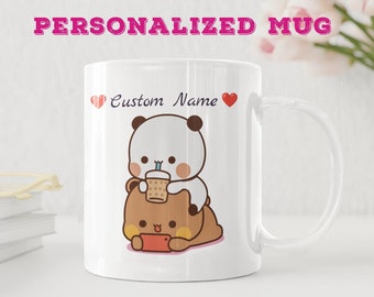 Bubu Dudu Custom Name Mug, Custom Partner Name Mug, Bubu Dudu Anniversary Gift, Gift For Partner Personalize Ceramic Mug 11oz