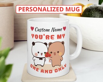 Bubu Dudu Surprise Gift Ceramic Mug, Customized gift for Couple, Custom Partner Name Mug, Romantic Saying Personalize gifted 11 OZ Drinkware