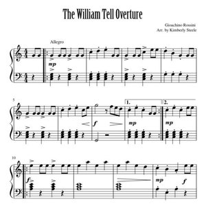 William Tell Ouvertüre für Level 2-3 Klavier Noten PDF