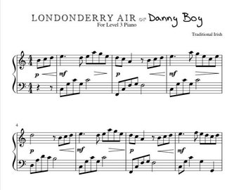 Danny Boy (Londonderry Air) for Piano Level 3 Sheet Music PDF