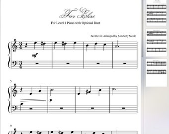 Für Elise for Level 1 Piano with Optional Duet Sheet Music PDF