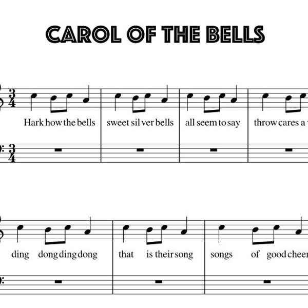 Carol of the Bells for Very Easy Piano Sheet Music PDF