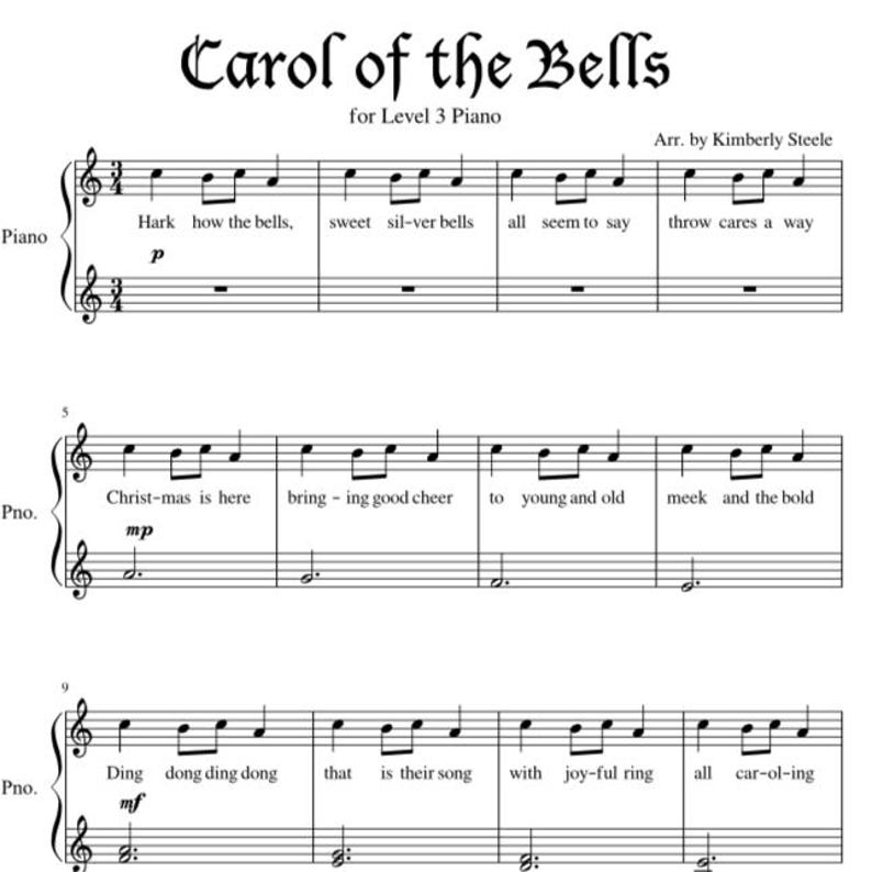 Hark How The Bells Lyrics Carol of the Bells for Level 3 - Etsy