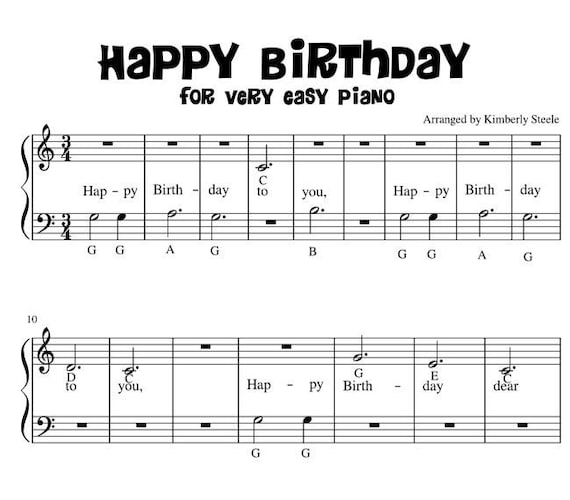 ピアノのためのハッピーバースデー 最も簡単なピアノ楽譜 PDF - Etsy 日本