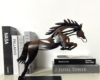 Scrap Metal Art Horse Statue Handicraft Horse Sculpture Unique Gift for Horse Lover Warming Home Decor Scrap Metal Art