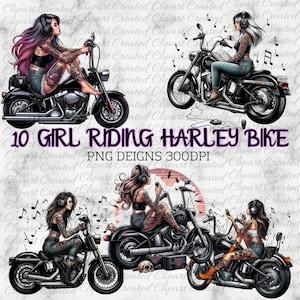 Girl On a Bike Clip Art,  Girl With Tattoos Art, Commercial Use Clip art, Create Your Own Designs, Sublimation, Personalise Your Designs,