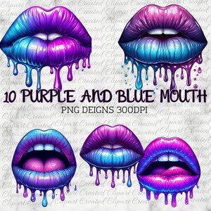 Dripping Lips Clip Art, Commercial Use, Neon Purple Lips Clip Art, Digital Art, Sublimation, Personalise Your Designs, Lips Clip Art