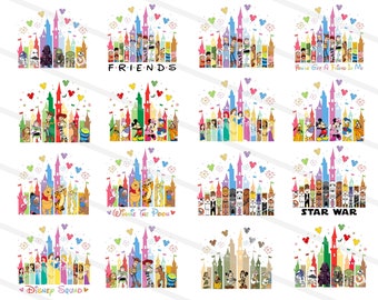 18+ Castle Png Bundle, Princess Castle Png Files, Family Trip Png, Colorful Castle Png, Digital File, Png Files, Instant download