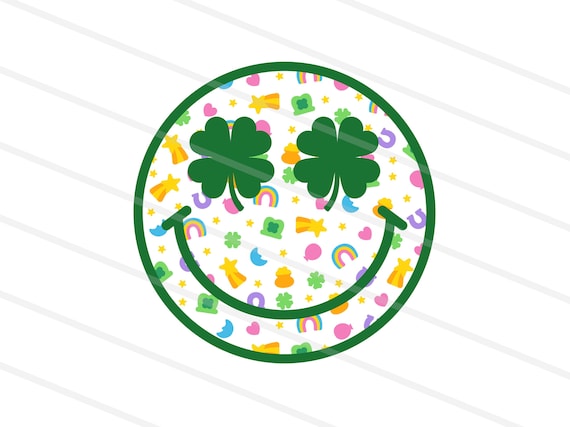 Lucky Charm Smiley Face Shirt Smiley Face PNG St. Patrick’s Day Shirt Design St.Patrick’s Day PNG Lucky Clover Shamrock Smiley Sublimation