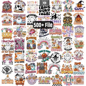 Retro Halloween SVG MEGA Bundle, Retro Halloween Bundle svg, Ghost png bundle, Pumpkin png, Groovy Halloween, Halloween Designs Bundle