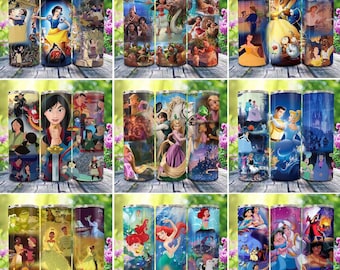 Princess 20 oz Skinny Tumbler Bundle Png, Cartoon 20oz Skinny Tumbler Png, Magical Princess Tumbler 20oz Png, 20oz Skinny Tumbler Wrap Png