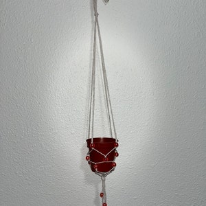 Hand made pink beaded plant hanger