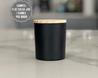 Sample/No Label Bulk Hand Poured Soy Wax Candle, Wholesale 8oz Matt Black Jars with Wood Lids Candle, 100% Soy Candles Gifts & Favors