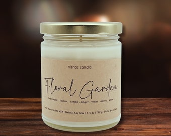 Floral Garden - Hand Poured Soy Candles for Her, Aromatherapy Handmade Natural Soy Candles, Unique Gifts under 20, Gifts for Mom & Dad