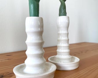 Handmade ceramic candlestick holders, set of 2