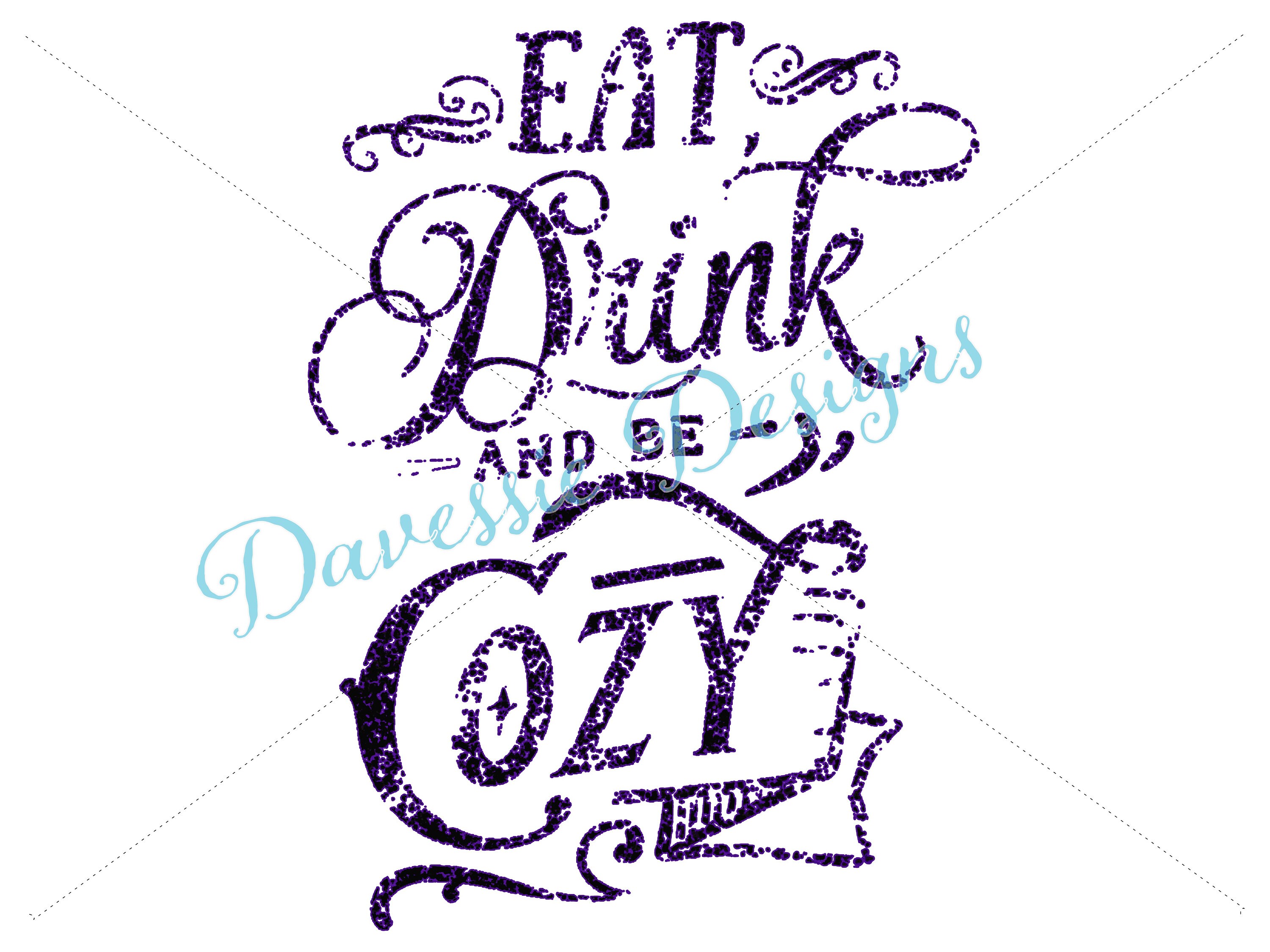 Eat Drink and Be Cozy Retro Purple PNG Downloadable - Etsy
