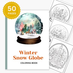 Winter Snow Globe Coloring Book, Christmas Activity Book, Snow Ball Coloring Pages, Winter Snow Ball Coloring Sheets, Xmas Instant Download