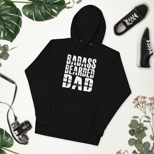 Badass Bearded Dad Hoodie, Beard Lover Sweatshirt, Funny Beard Gift, Beard Enthusiast Pullover, Beard Jumper, Gift For Bearded Men