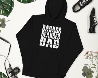 Badass Bearded Dad Hoodie, Beard Lover Sweatshirt, Funny Beard Gift, Beard Enthusiast Pullover, Beard Jumper, Gift For Bearded Men