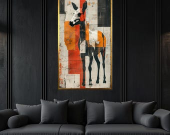 Abstract Deer Canvas, Geometric Wildlife Art, Deer Wall Print, Animal Wall Art, Modern Canvas Design, Ready to Hang Decoration